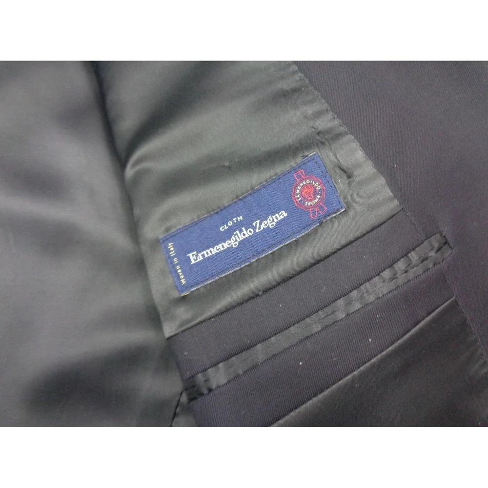 Ermenegildo Zegna Suit‎ Jacket Blazer 46R US 46 EU Men Sport Coat Navy Blue Wool